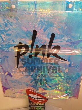 PINK Victoria's Secret Iridescent  Holographic Tote W/ Passport & Luggage Tag